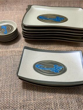 Chinese Tar-Hong Sushi Set for 6 Dish Melamine Thunder Group Hibachi Soy Plastic